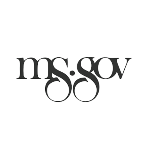 The image shows the logo for ms.gov, with the text "ms.gov" in a stylized black font on a white background. The lowercase "s" and "g" have large, looping tails that curve beneath the text.